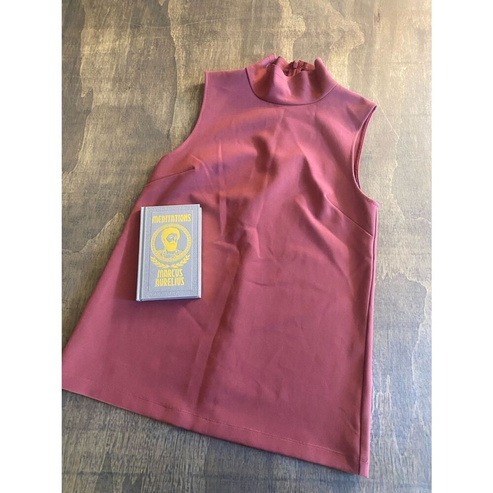 Babaton Sleeveless Mock Neck Tank Top in Dusty Maroon